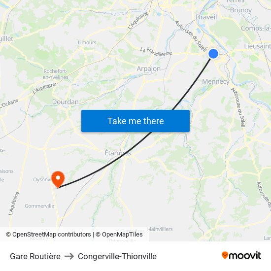 Gare Routière to Congerville-Thionville map