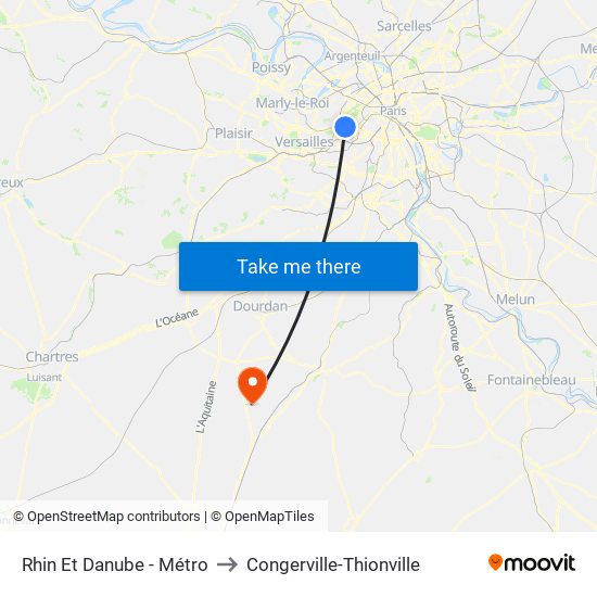 Rhin Et Danube - Métro to Congerville-Thionville map