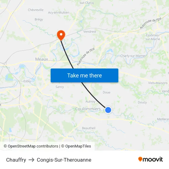 Chauffry to Congis-Sur-Therouanne map
