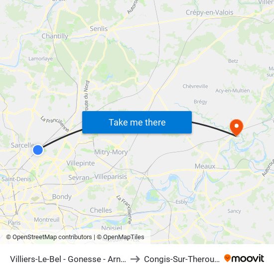 Villiers-Le-Bel - Gonesse - Arnouville to Congis-Sur-Therouanne map