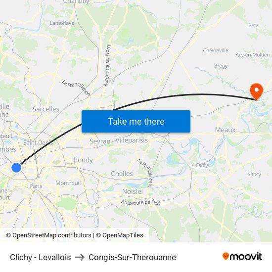 Clichy - Levallois to Congis-Sur-Therouanne map