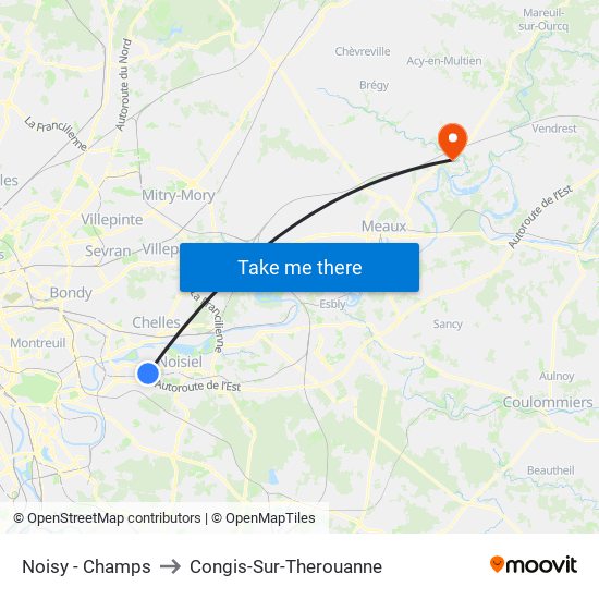 Noisy - Champs to Congis-Sur-Therouanne map