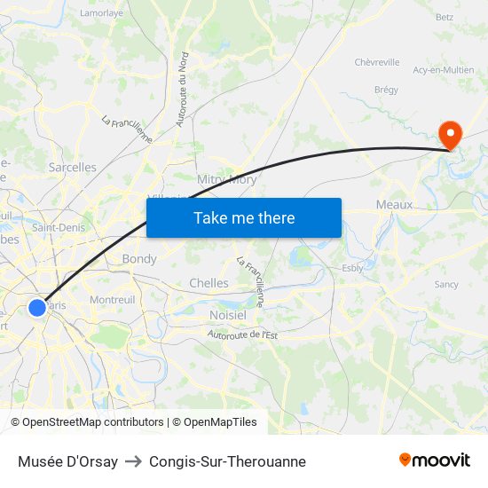 Musée D'Orsay to Congis-Sur-Therouanne map