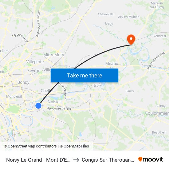 Noisy-Le-Grand - Mont D'Est to Congis-Sur-Therouanne map