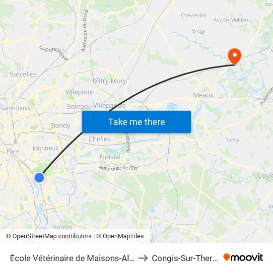 École Vétérinaire de Maisons-Alfort - Métro to Congis-Sur-Therouanne map