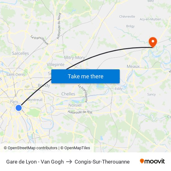 Gare de Lyon - Van Gogh to Congis-Sur-Therouanne map