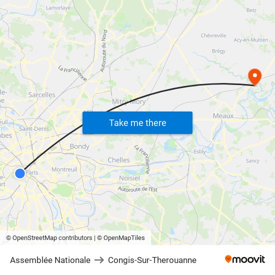 Assemblée Nationale to Congis-Sur-Therouanne map