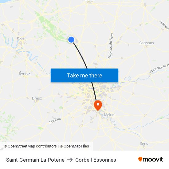 Saint-Germain-La-Poterie to Corbeil-Essonnes map