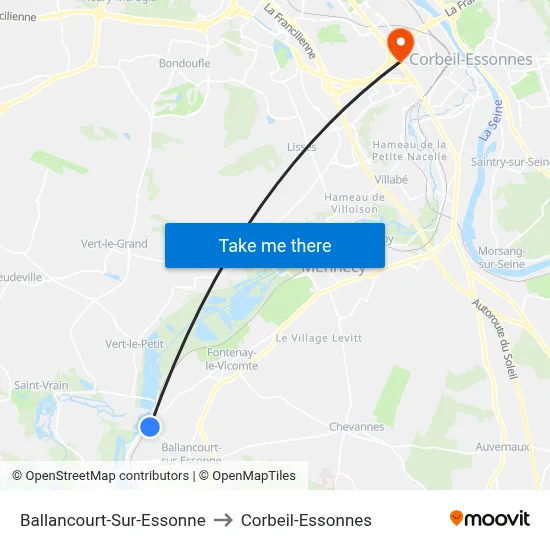 Ballancourt-Sur-Essonne to Corbeil-Essonnes map