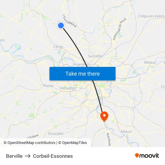 Berville to Corbeil-Essonnes map