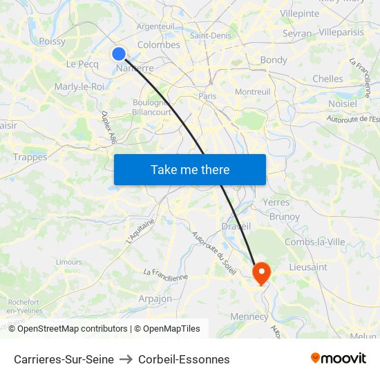 Carrieres-Sur-Seine to Corbeil-Essonnes map