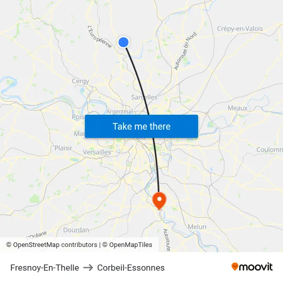 Fresnoy-En-Thelle to Corbeil-Essonnes map