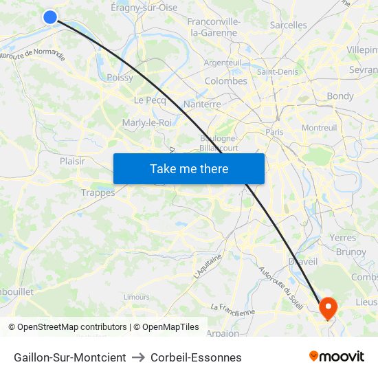 Gaillon-Sur-Montcient to Corbeil-Essonnes map