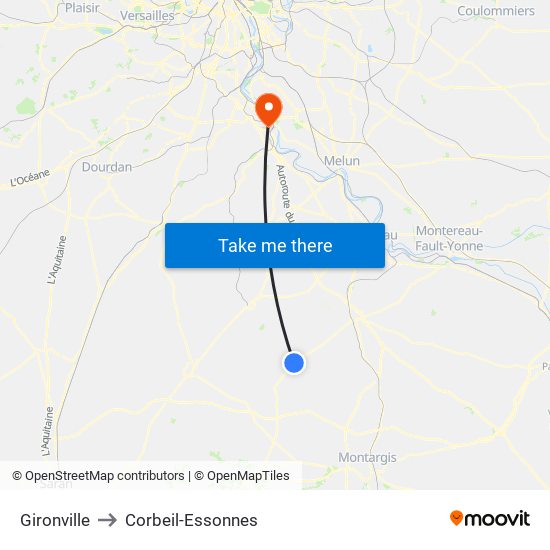 Gironville to Corbeil-Essonnes map