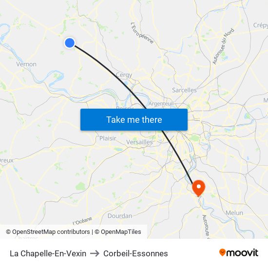 La Chapelle-En-Vexin to Corbeil-Essonnes map