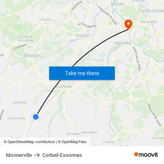 Monnerville to Corbeil-Essonnes map