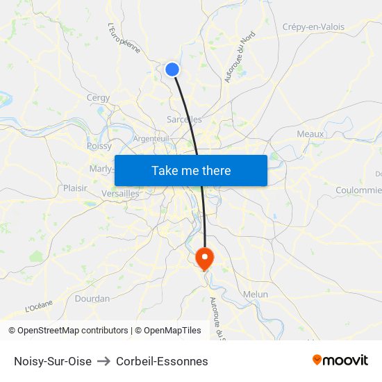 Noisy-Sur-Oise to Corbeil-Essonnes map