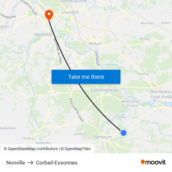 Nonville to Corbeil-Essonnes map