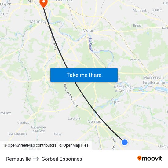 Remauville to Corbeil-Essonnes map