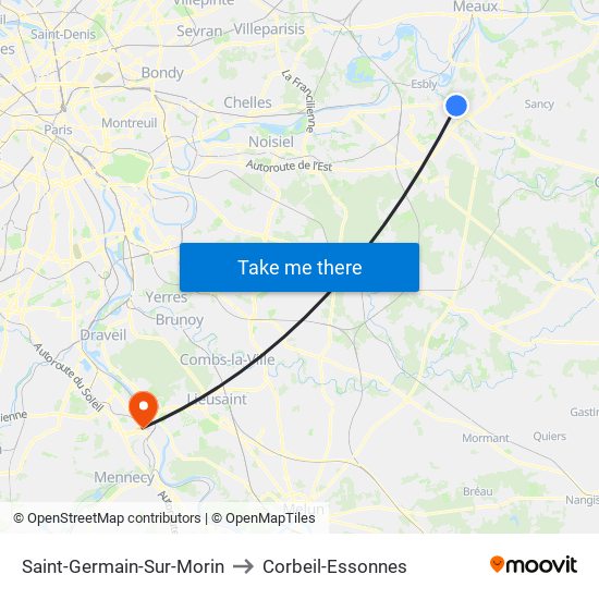 Saint-Germain-Sur-Morin to Corbeil-Essonnes map