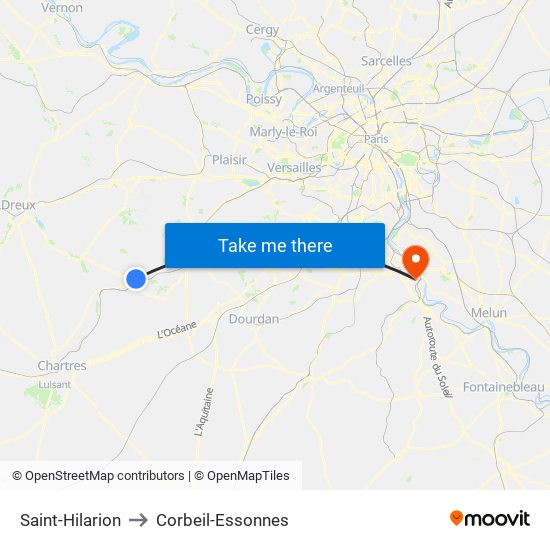 Saint-Hilarion to Corbeil-Essonnes map