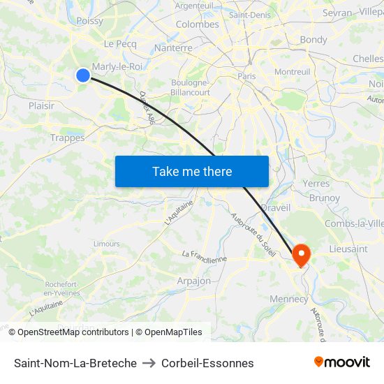 Saint-Nom-La-Breteche to Corbeil-Essonnes map