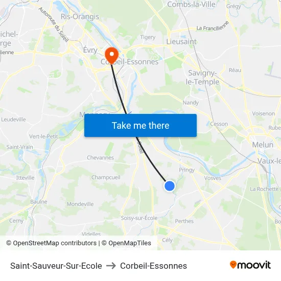 Saint-Sauveur-Sur-Ecole to Corbeil-Essonnes map