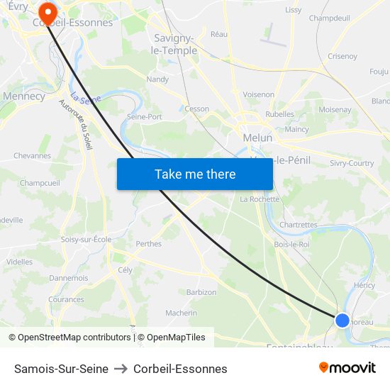 Samois-Sur-Seine to Corbeil-Essonnes map