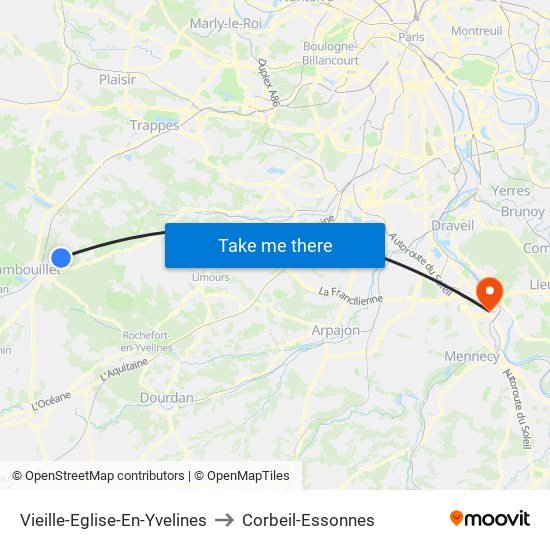 Vieille-Eglise-En-Yvelines to Corbeil-Essonnes map
