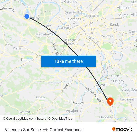 Villennes-Sur-Seine to Corbeil-Essonnes map