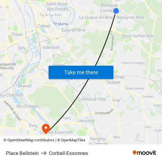 Place Beilstein to Corbeil-Essonnes map