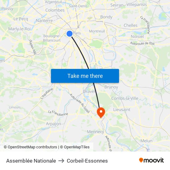 Assemblée Nationale to Corbeil-Essonnes map