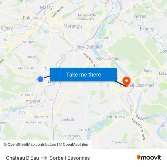 Château D'Eau to Corbeil-Essonnes map