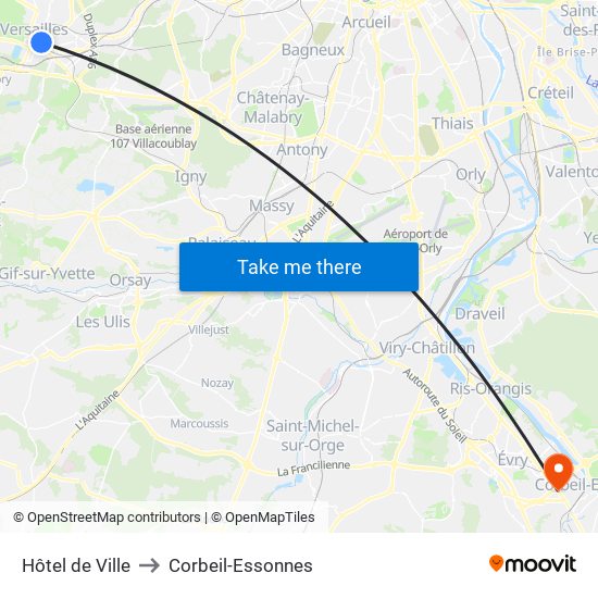 Hôtel de Ville to Corbeil-Essonnes map