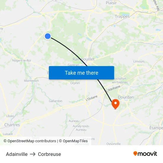 Adainville to Corbreuse map