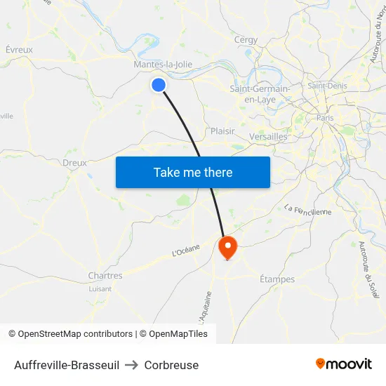 Auffreville-Brasseuil to Corbreuse map