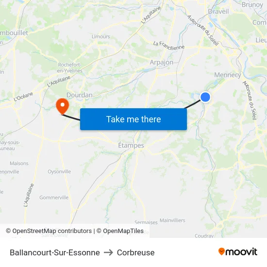 Ballancourt-Sur-Essonne to Corbreuse map