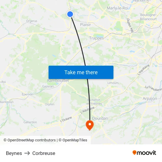 Beynes to Corbreuse map