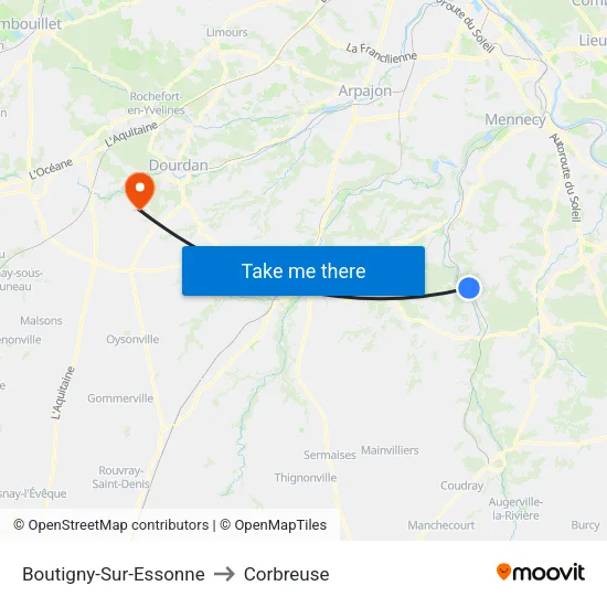 Boutigny-Sur-Essonne to Corbreuse map