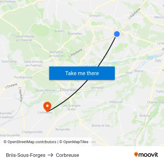 Briis-Sous-Forges to Corbreuse map