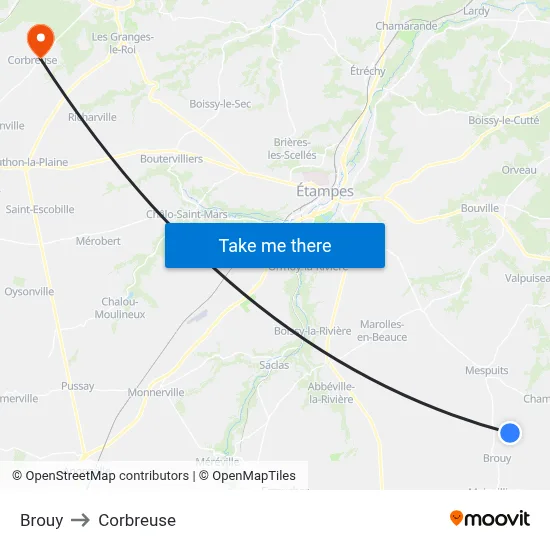 Brouy to Corbreuse map