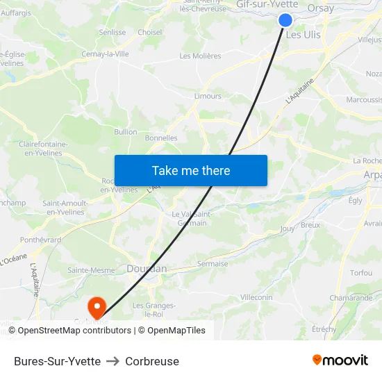 Bures-Sur-Yvette to Corbreuse map