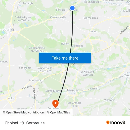 Choisel to Corbreuse map