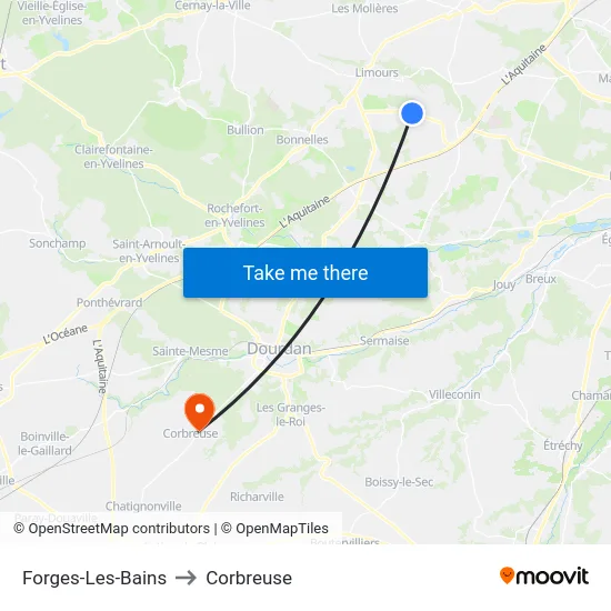 Forges-Les-Bains to Corbreuse map