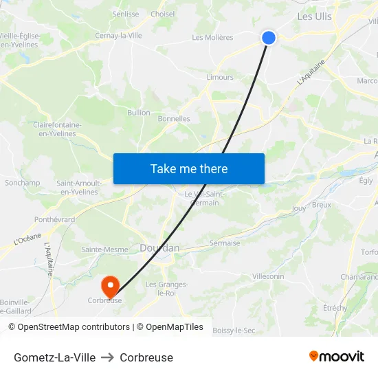 Gometz-La-Ville to Corbreuse map