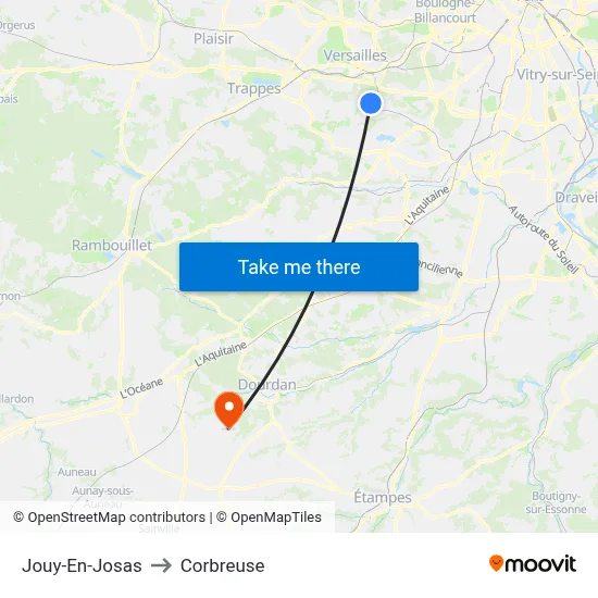 Jouy-En-Josas to Corbreuse map