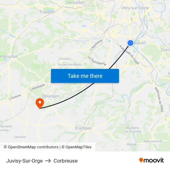 Juvisy-Sur-Orge to Corbreuse map