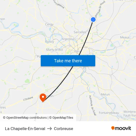La Chapelle-En-Serval to Corbreuse map