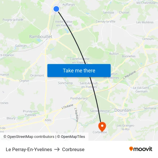 Le Perray-En-Yvelines to Corbreuse map