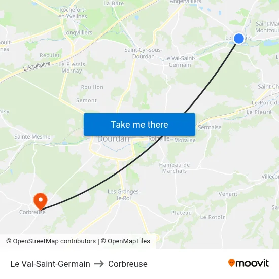 Le Val-Saint-Germain to Corbreuse map